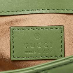 Pre Owned حقيبة كتف غوتشي سوبر ميني GG مارمونت جلد مبيج ماتيلاسيه