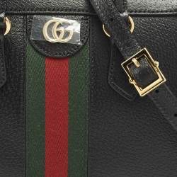 Pre Owned Gucci Ophidia Web Small Black Leather Tote