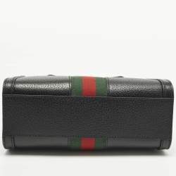 Pre Owned Gucci Ophidia Web Small Black Leather Tote