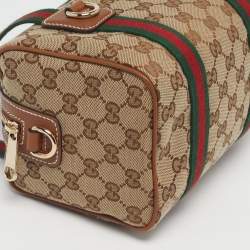 Pre Owned Gucci Mini Beige/Brown GG Canvas and Leather Satchel