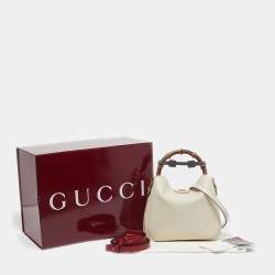 Pre Owned Gucci Bamboo Diana Small Off White Leather Hobo