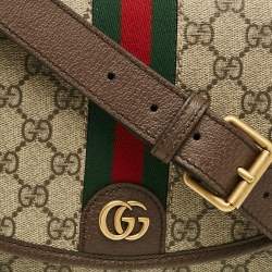 مملوكة مسبقًا حقيبة ماسنجر غوتشي أوفييديا قماش "جي جي" بني/بيج جلدية