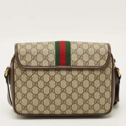 مملوكة مسبقًا حقيبة ماسنجر غوتشي أوفييديا قماش "جي جي" بني/بيج جلدية