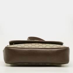 مملوكة مسبقًا حقيبة ماسنجر غوتشي أوفييديا قماش "جي جي" بني/بيج جلدية