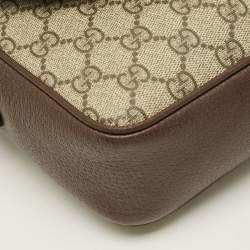 مملوكة مسبقًا حقيبة ماسنجر غوتشي أوفييديا قماش "جي جي" بني/بيج جلدية