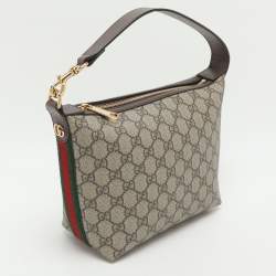 Pre Owned Gucci Ophidia Web Beige Supreme Canvas Shoulder Bag