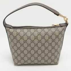 Pre Owned Gucci Ophidia Web Beige Supreme Canvas Shoulder Bag