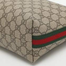 Pre Owned Gucci Ophidia Web Beige Supreme Canvas Shoulder Bag