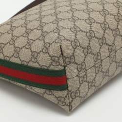 Pre Owned Gucci Ophidia Web Beige Supreme Canvas Shoulder Bag