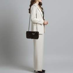 مملوكة مسبقًا حقيبة كتف غوتشي مارمونت جلد ماتلاس أسود صغير