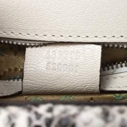 Pre Owned Gucci Cream Python and Leather Ottilia Bee Printed Bamboo Top Handle Bag