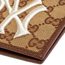 Gucci Beige/Brown GG Canvas New York Yankees Patch Bifold Wallet