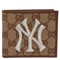 Gucci Beige/Brown GG Canvas New York Yankees Patch Bifold Wallet