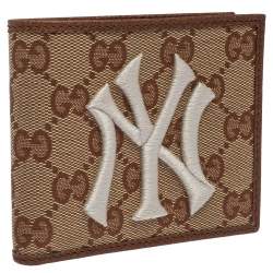 Gucci Beige/Brown GG Canvas New York Yankees Patch Bifold Wallet