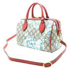 Pre Owned Gucci Beige Blooms GG Supreme Canvas Small Boston Bag
