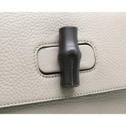 مملوكة مسبقًا حقيبة غوتشي بامبو جلد رصاصي ديلي متوسطة بيد علوية