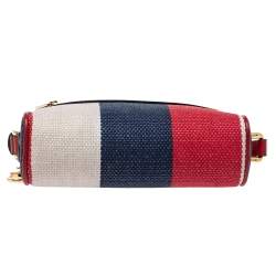 Pre Owned Gucci Multicolor Stripe Canvas and Leather Mini Sylvie Ophidia Crossbody Bag   
