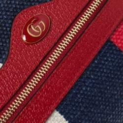 Pre Owned Gucci Multicolor Stripe Canvas and Leather Mini Sylvie Ophidia Crossbody Bag   