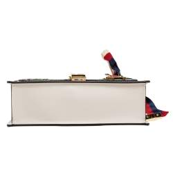 مملوكة مسبقًا Gucci Ivory Floral Embroidered Leather Small Web Chain Sylvie Shoulder Bag