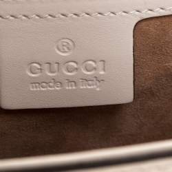 مملوكة مسبقًا Gucci Ivory Floral Embroidered Leather Small Web Chain Sylvie Shoulder Bag