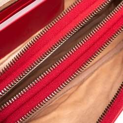 Pre Owned Gucci Red Leather Mini GG Marmont Chain Shoulder Bag