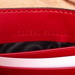 Pre Owned Gucci Red Leather Mini GG Marmont Chain Shoulder Bag
