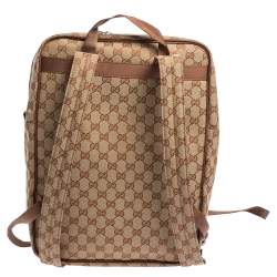 Pre Owned Gucci Beige GG Canvas Medium NY Yankees Backpack 