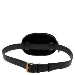 مملوكة مسبقًا Gucci Black Matelasse Velvet and Leather GG Marmont Belt Bag