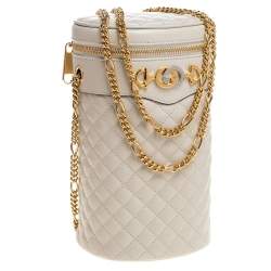 Pre Owned Gucci White Quilted Leather Trapuntata Convertible Belt Bag