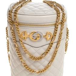 Pre Owned Gucci White Quilted Leather Trapuntata Convertible Belt Bag