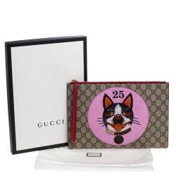 مملوكة مسبقًا حقيبة صغيرة غوتشي رقعة بوسكو كانفاس جي جي سوبريم أحمر و بيج