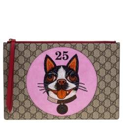 مملوكة مسبقًا  حقيبة صغيرة غوتشي رقعة بوسكو كانفاس جي جي سوبريم أحمر و بيج