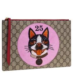 مملوكة مسبقًا حقيبة صغيرة غوتشي رقعة بوسكو كانفاس جي جي سوبريم أحمر و بيج