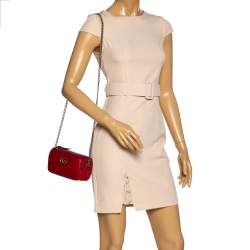 مملوكة مسبقًا Gucci Red Matelasse Leather GG Marmont Triple Zip Chain Bag