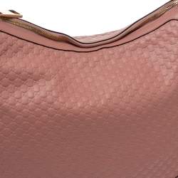 Pre Owned Gucci Pink Leather Microguccissima Bree Hobo
