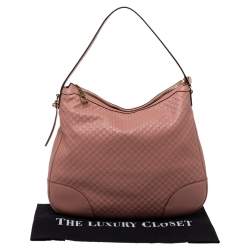 Pre Owned Gucci Pink Leather Microguccissima Bree Hobo