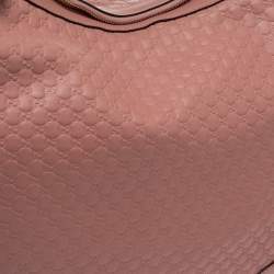Pre Owned Gucci Pink Leather Microguccissima Bree Hobo