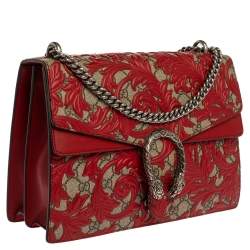 مملوكة مسبقًا حقيبة كتف غوتشي "ديونيسوس ارابيسك" متوسطة جلد و كانفاس جي جي سوبريم أحمر