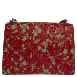 مملوكة مسبقًا حقيبة كتف غوتشي "ديونيسوس ارابيسك" متوسطة جلد و كانفاس جي جي سوبريم أحمر