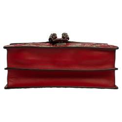 مملوكة مسبقًا حقيبة كتف غوتشي "ديونيسوس ارابيسك" متوسطة جلد و كانفاس جي جي سوبريم أحمر