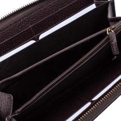 Pre Owned Gucci Dark Brown Leather GG Marmont Zip Around Wallet