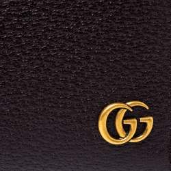 Pre Owned Gucci Dark Brown Leather GG Marmont Zip Around Wallet