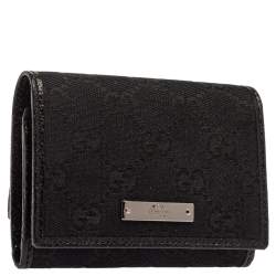 Gucci Black GG Canvas Flap Card Holder