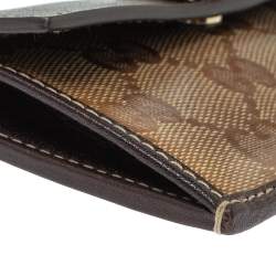 Pre Owned Gucci Beige/Ebony GG Crystal Canvas and Leather Duchessa Card Holder