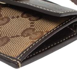 Pre Owned Gucci Beige/Ebony GG Crystal Canvas and Leather Duchessa Card Holder