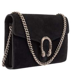 Pre Owned Gucci Black Suede Dionysus Wallet On Chain           