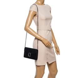 Pre Owned Gucci Black Suede Dionysus Wallet On Chain           