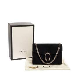 Pre Owned Gucci Black Suede Dionysus Wallet On Chain           
