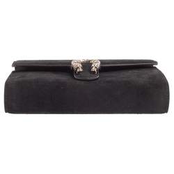Pre Owned Gucci Black Suede Dionysus Wallet On Chain           