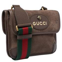 Gucci Brown Suede and Leather Web Neo Crossbody Bag